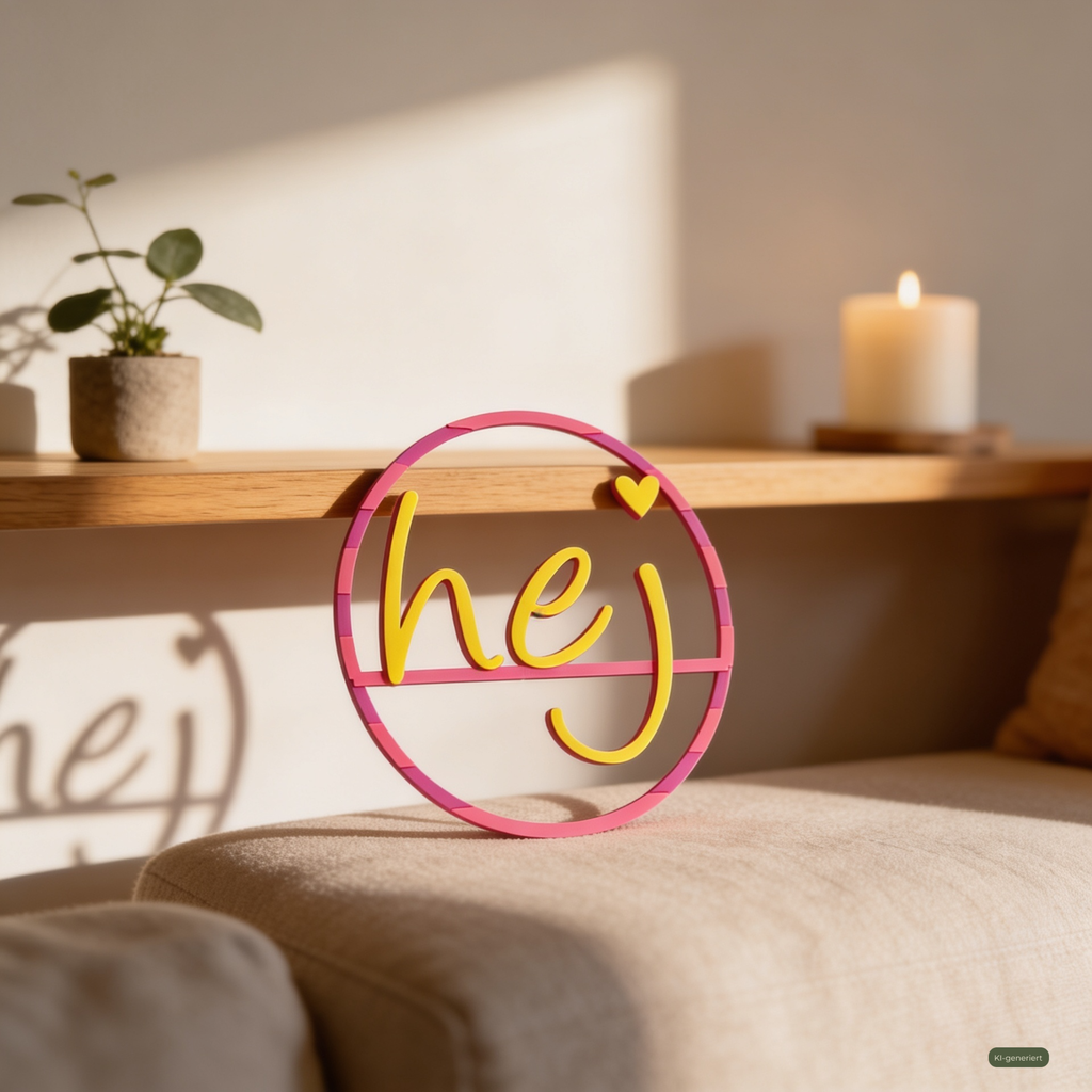 Deko-Kranz "hej" im Wohnzimmer, KI-generiert