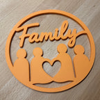 Deko-Ring Family Nahaufnahme – Schriftzug und Silhouetten-Detail