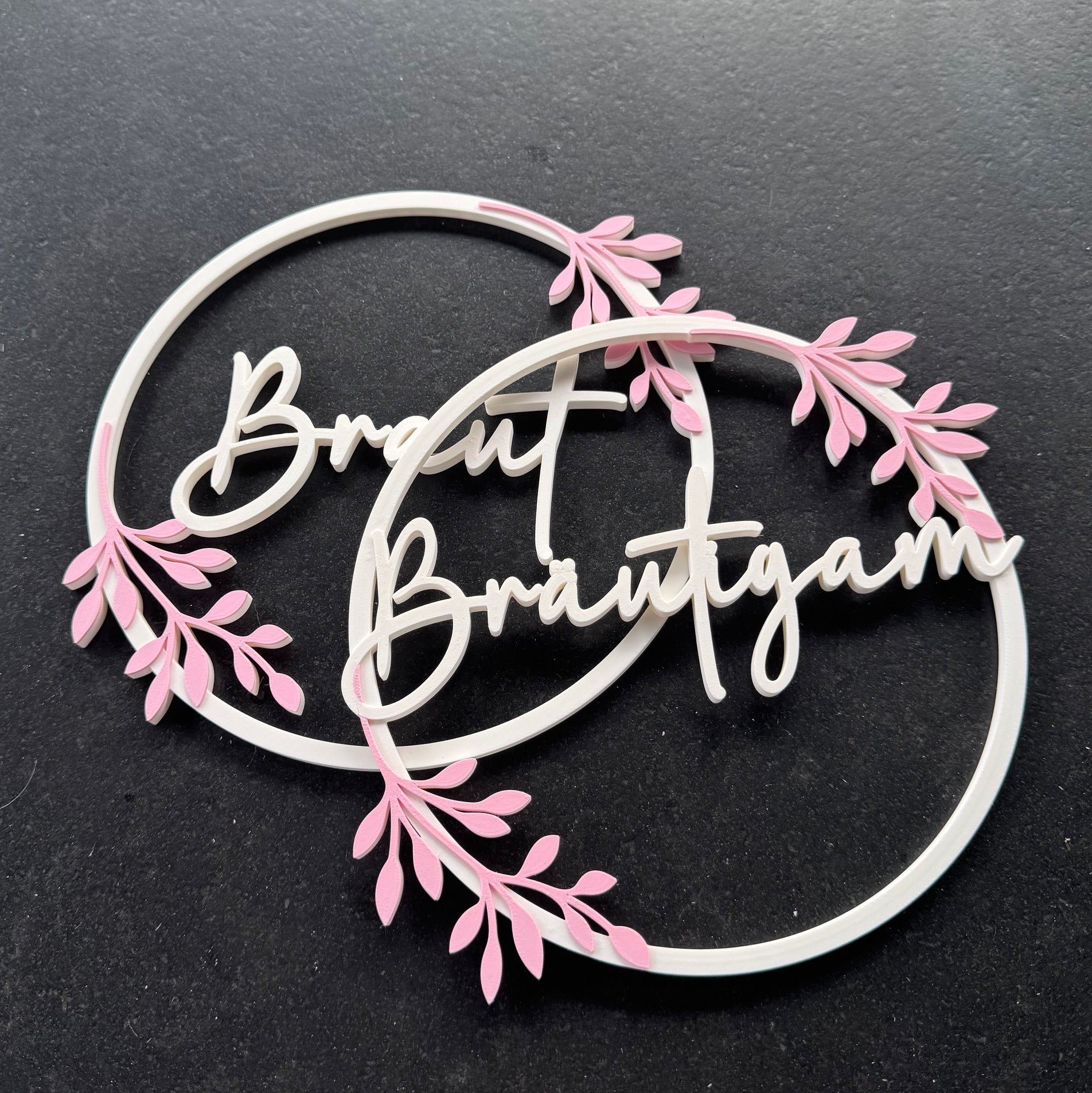 Deko-Ring Set Braut Bräutigam ineinandergelegt – romantische Hochzeitsdekoration