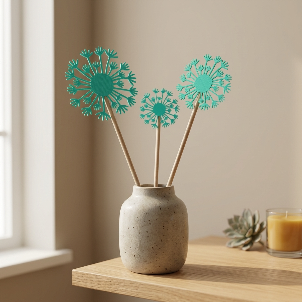 Deko Stecker Pusteblume 3er Set in Keramikvase – moderne Fensterbank Deko