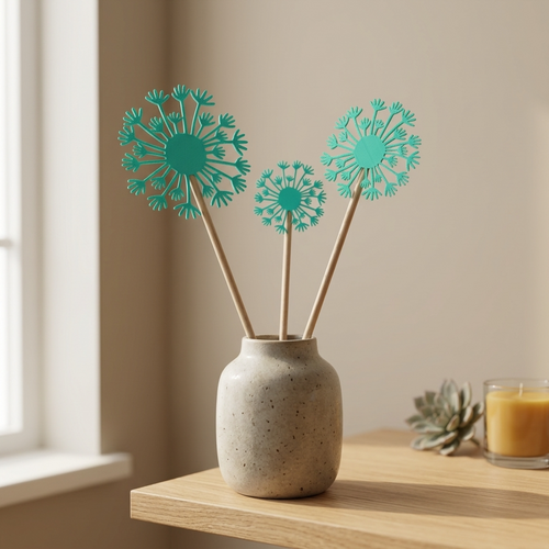 Deko Stecker Pusteblume 3er Set in Keramikvase – moderne Fensterbank Deko