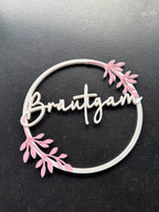 Deko - Ring Bräutigam mit Blatt-Detail und Kursivschriftzug - moderne Hochzeitsdekoration